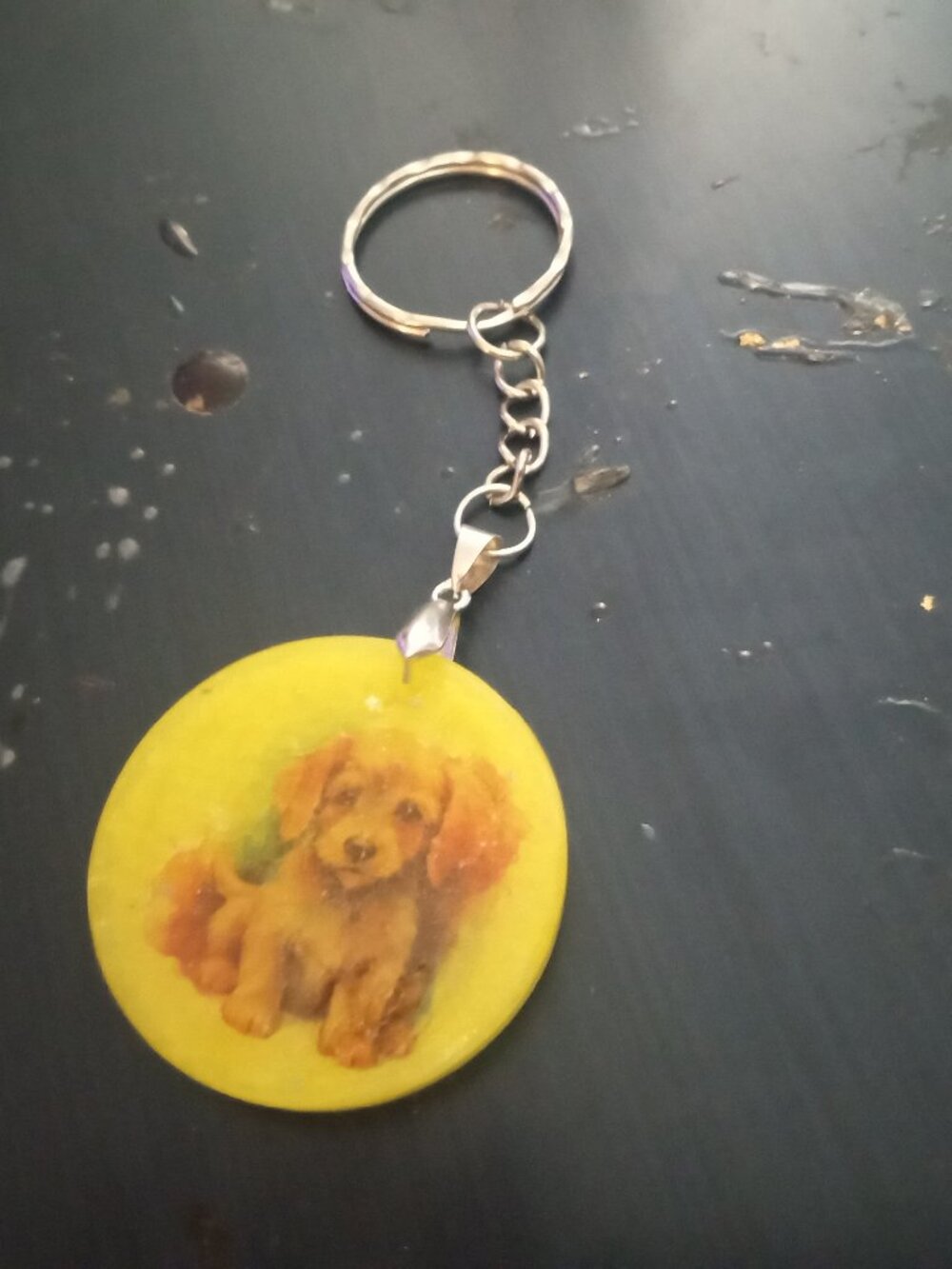 Handmade Yellow Puppy Dog Keychain